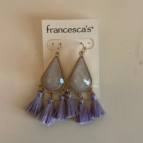 Jewelry - Francesca lavender drop earrings with Fringe